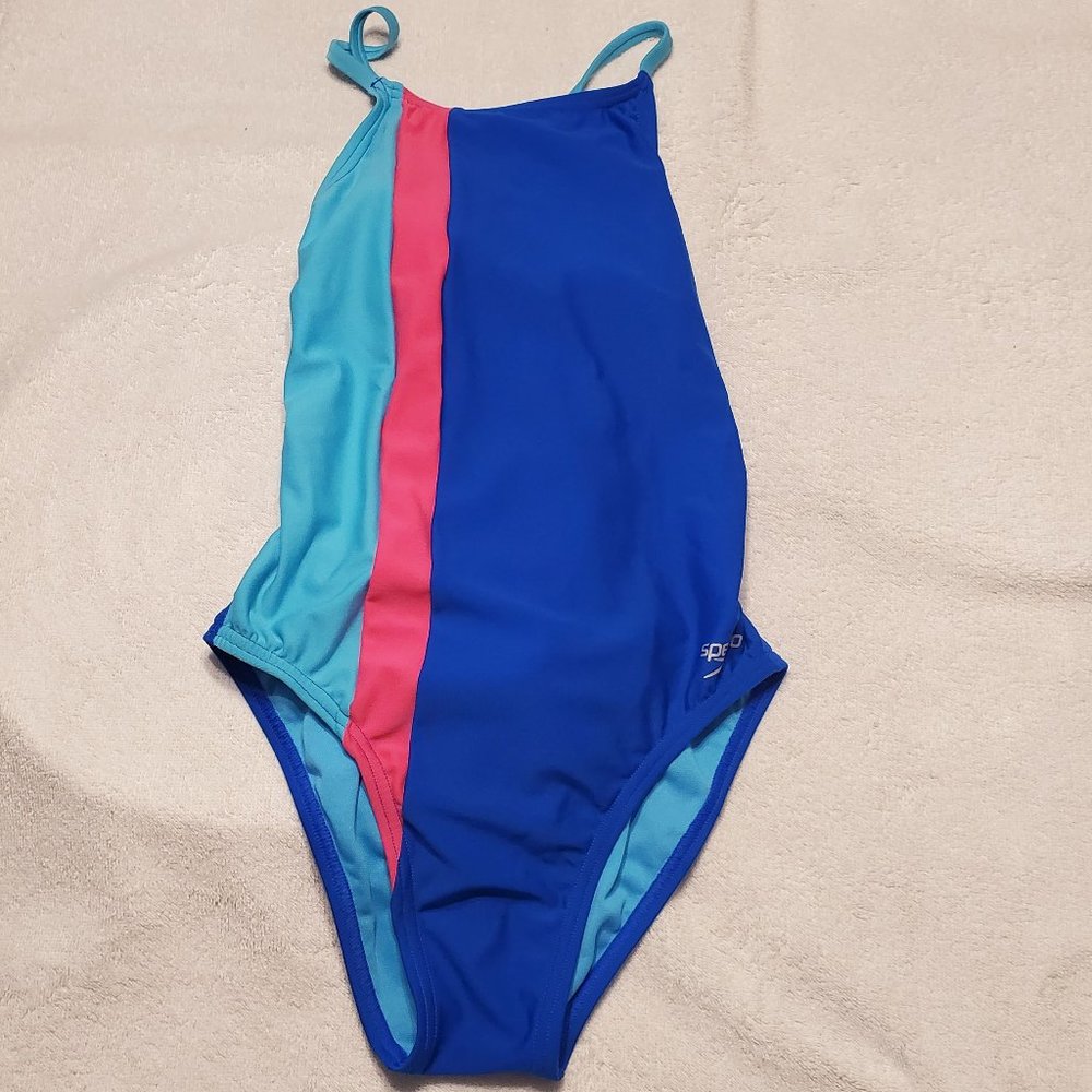 Speedo Blue Tie-back Swimsuit - Size 28